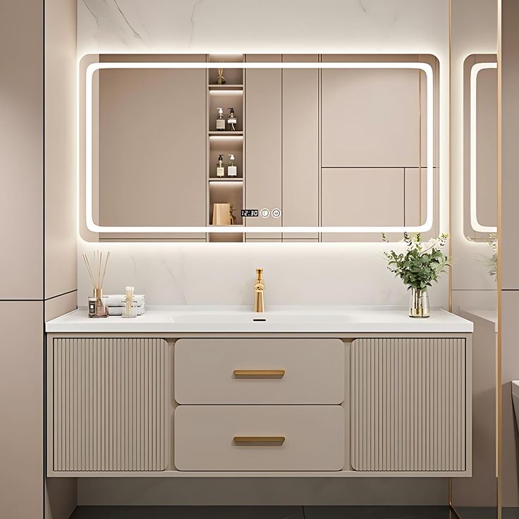 A high-tech vanity with integrated smart features