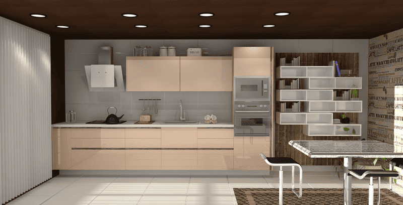 A sleek and modern kitchen layout with modular cabinets, showcasing their adaptability and design flexibility