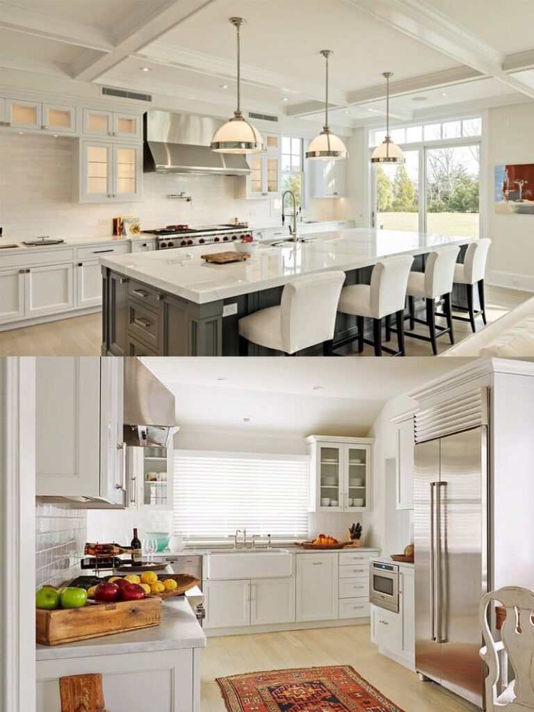 High-durability inset cabinets in a busy kitchen.