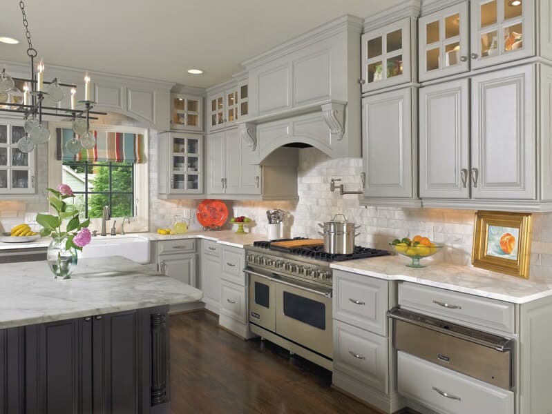 Semi-custom kitchen cabinets with a traditional design