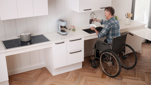 ADA-compliant sink base cabinet setup with accessible features