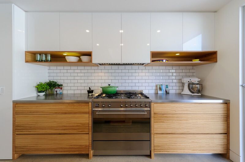 Styles of flat panel cabinet doors: MDF flat panel cabinet doors in a modern kitchen renovation project