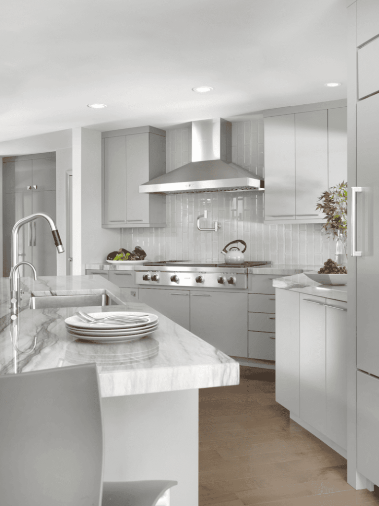 Modern kitchen featuring perfectly installed base cabinets for optimal storage and functionality