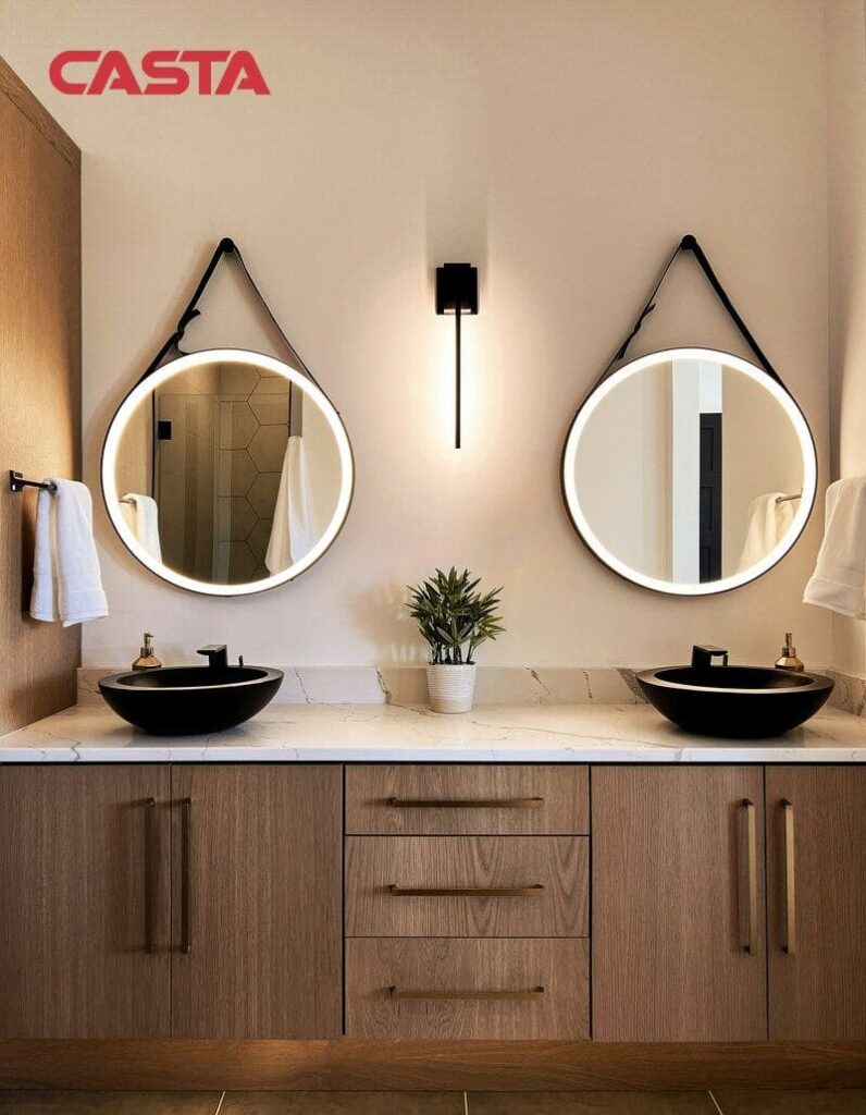 Modern cabinet from Casta Cabinetry installed in a contemporary bathroom