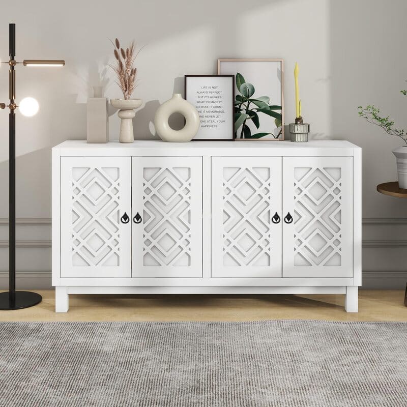 A 60-inch wide sideboard with ample storage and a sleek design, perfect for modern dining rooms