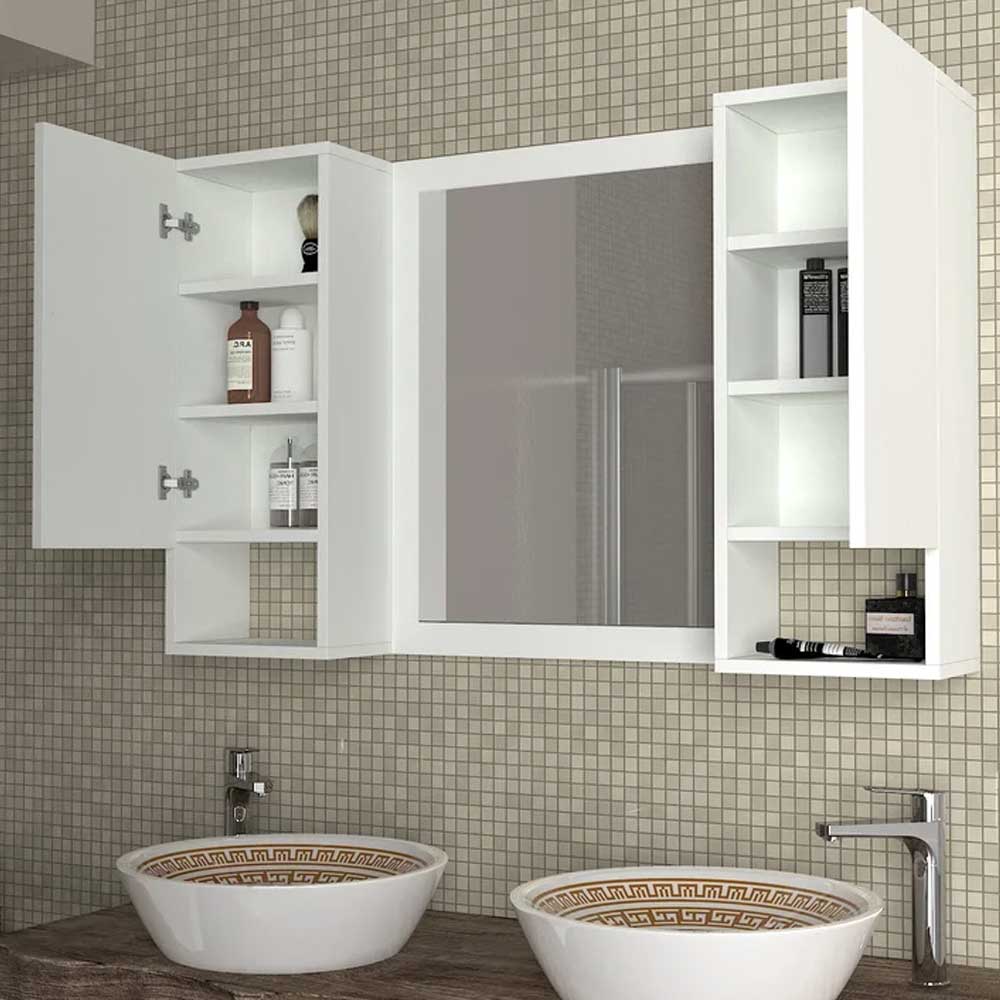 Contemporary wall-mounted bathroom cabinet with open shelves