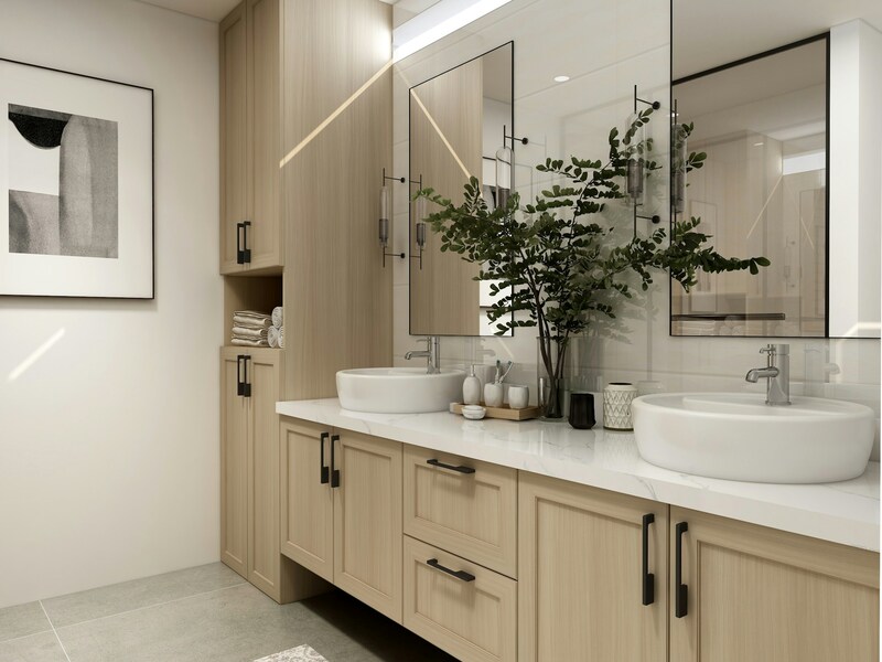 High-quality bathroom cabinet with open shelves, precision-crafted for durability and style