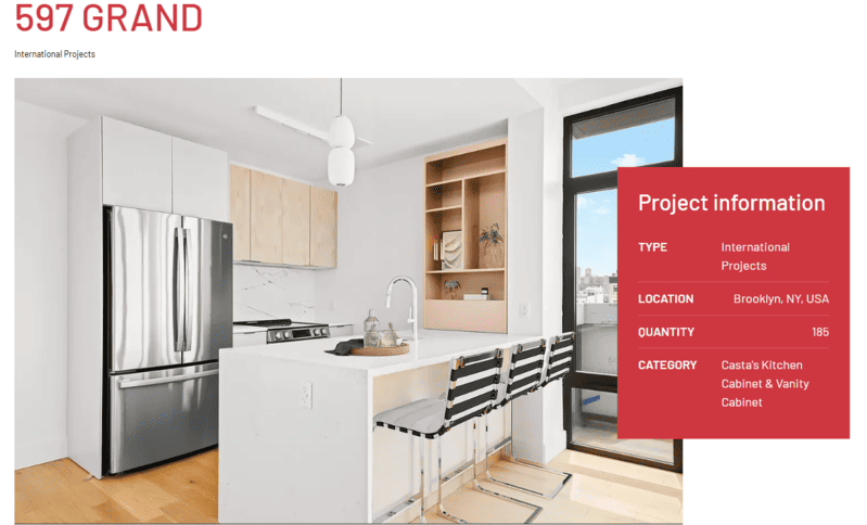 A luxury kitchen island installed at 597 GRAND, showcasing minimalist design and premium materials