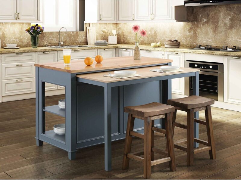 Compact kitchen island with pull-out storage