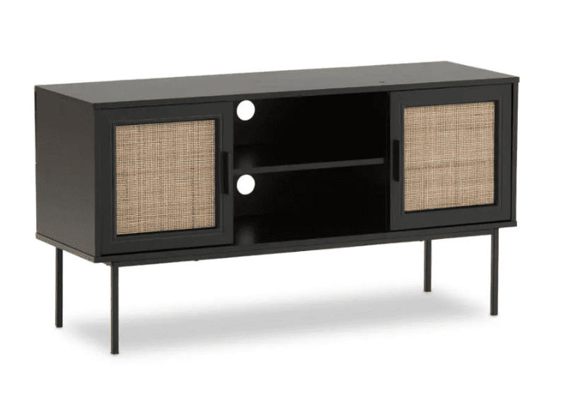 A high-quality standard media cabinet by Casta, showcasing durability and ease of installation in a modern living room