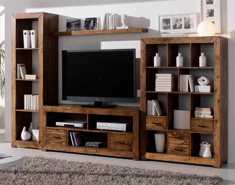 A media wall cabinet made from sustainably sourced wood in a modern living room