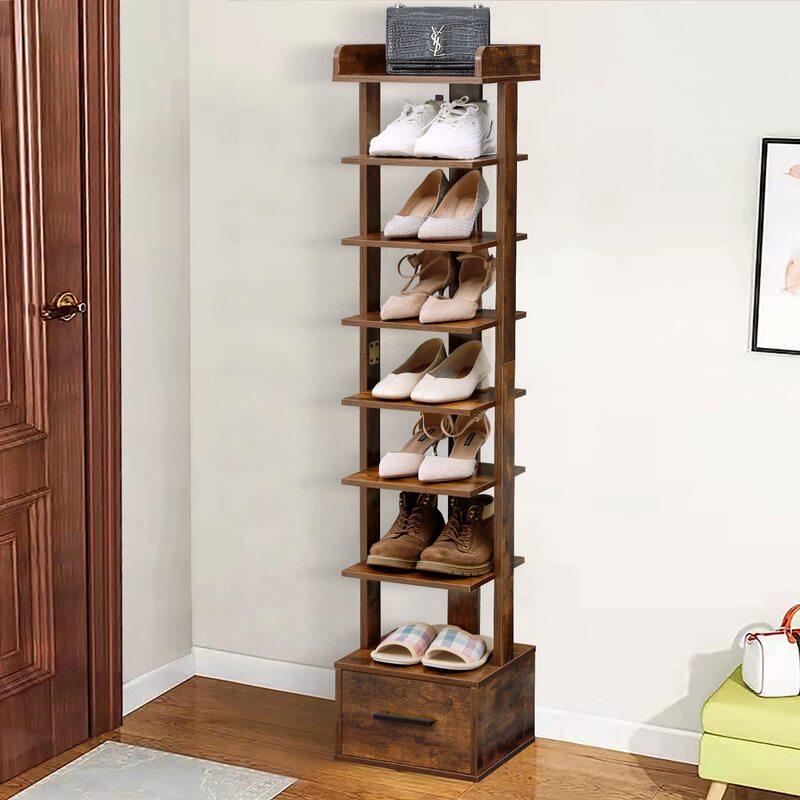 A narrow custom shoe cabinet