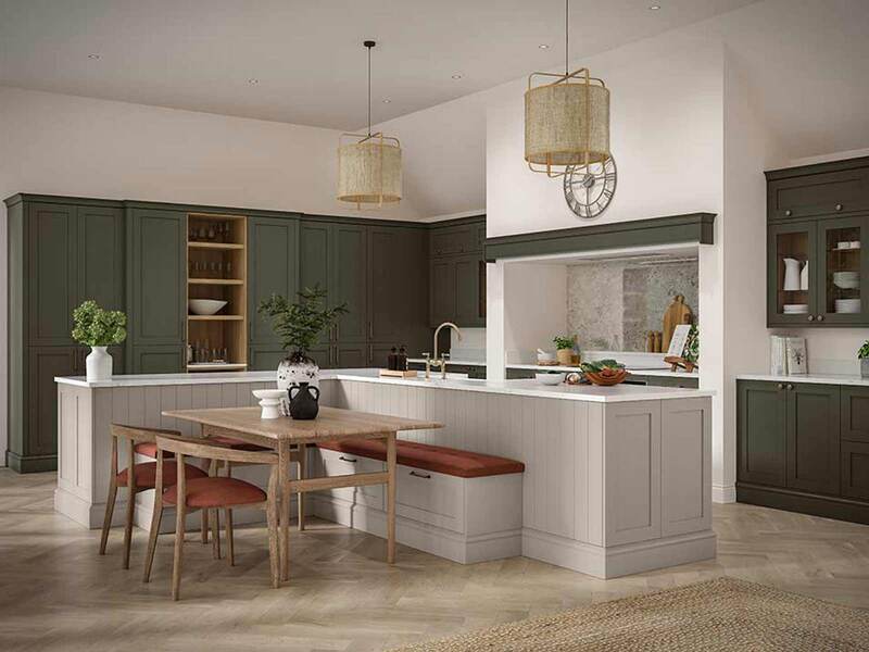 A modern kitchen showcasing the clean lines of Slim Shaker RTA cabinets