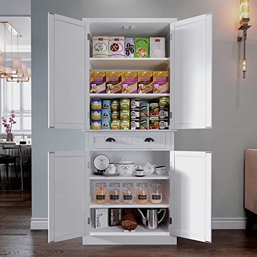 A modern pantry cabinet with adjustable shelves and sleek design for optimal kitchen storage