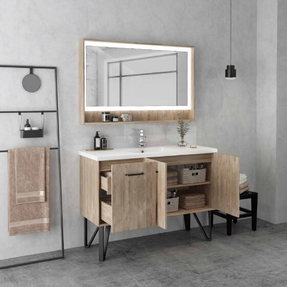 Moisture-resistant MDF used for modern bathroom vanities with sleek designs