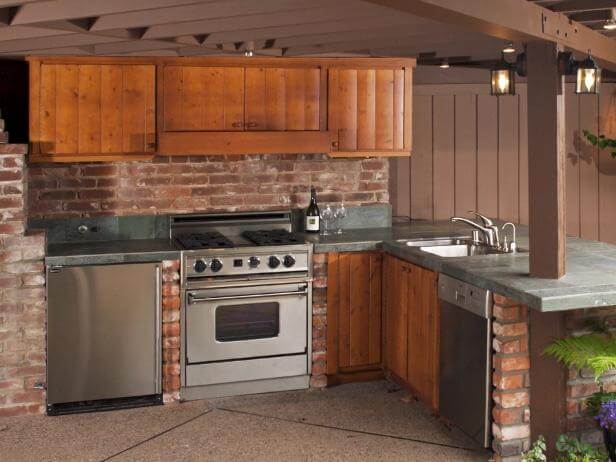 Outdoor kitchen cabinets crafted with moisture-resistant materials, ensuring lasting durability and style