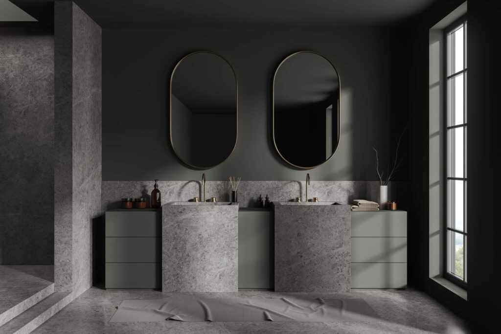 Custom-designed bathroom vanities created with expert design support from Casta Cabinetry