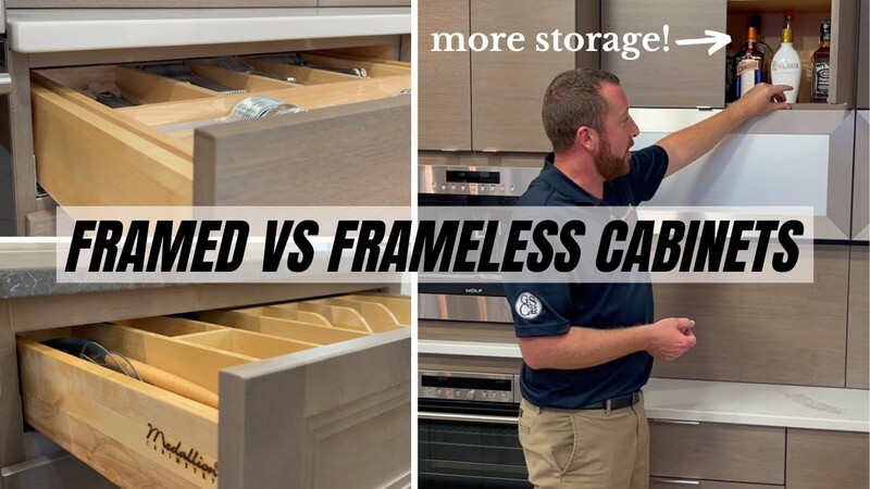 A comparison of framed vs frameless cabinets with examples of their distinct designs