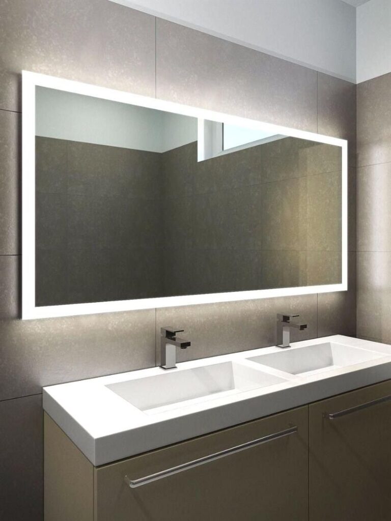 Frameless bathroom mirror cabinet with a sleek modern design for compact bathrooms