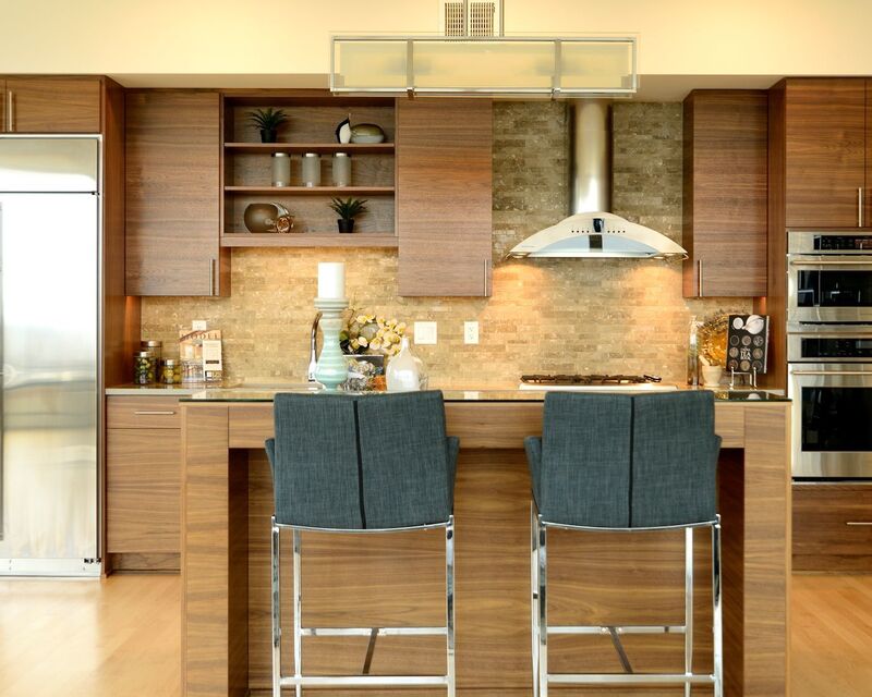 Sleek frameless kitchen cabinets with clean lines and ample storage