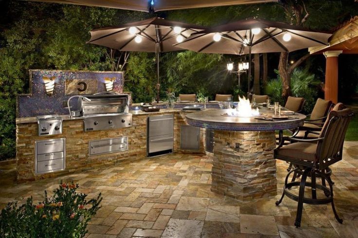 Commercial outdoor bar featuring durable moisture resistant kitchen cabinets