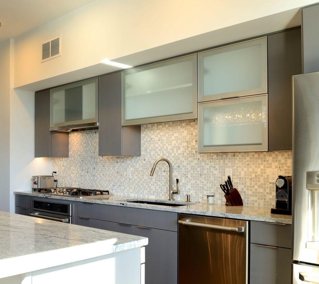 Sleek frameless kitchen cabinets with clean lines