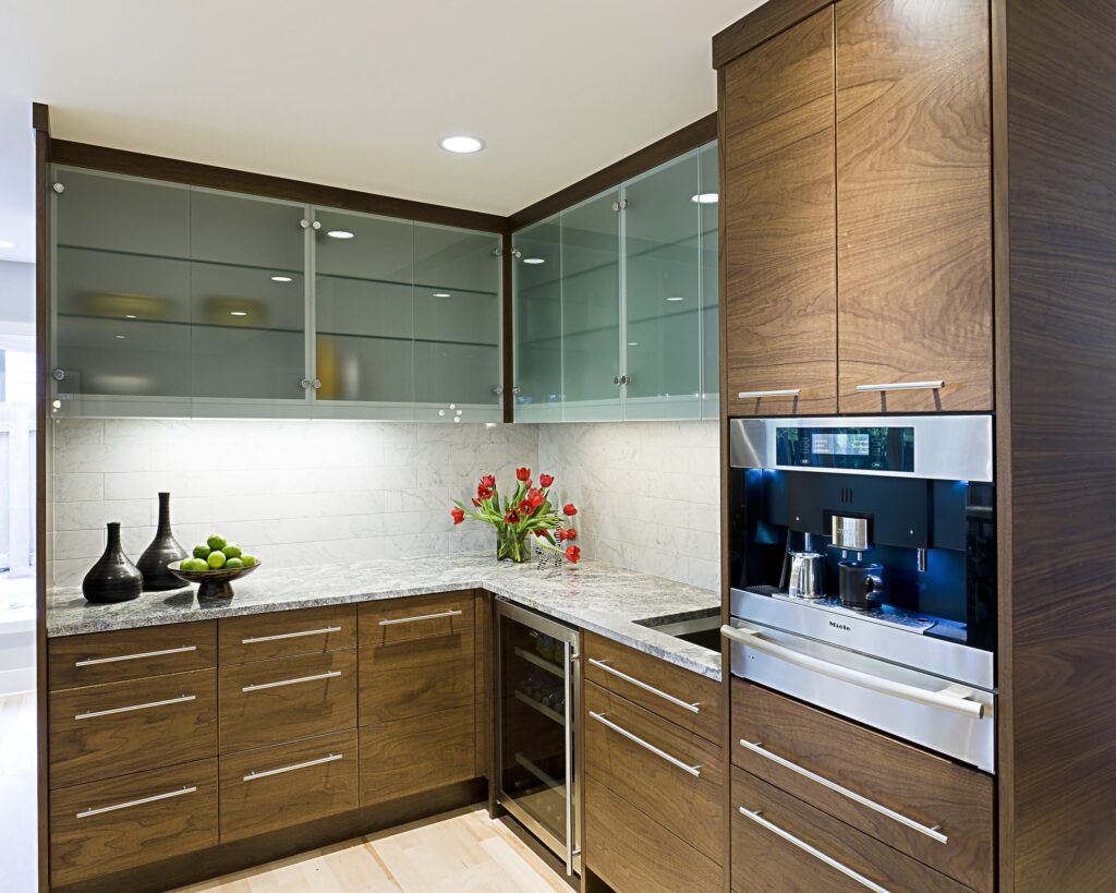 Frameless clear glass front cabinet