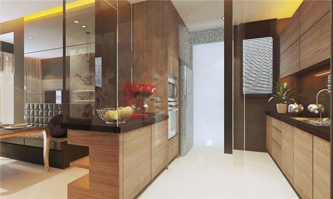 Tall kitchen cabinet door made from blockboard undergoing moisture test