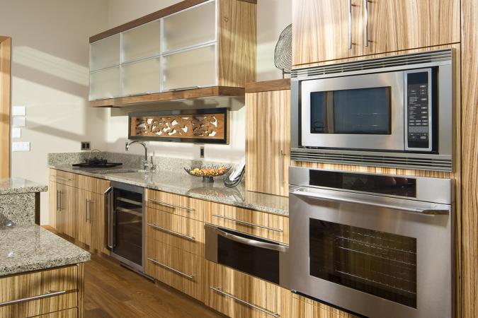 Bamboo‑composite manufactured home cabinets kitchen setup with low‑VOC finishes