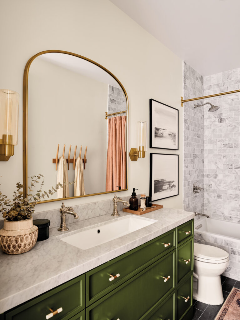 Forest green bathroom cabinet colors for spa-like bathrooms