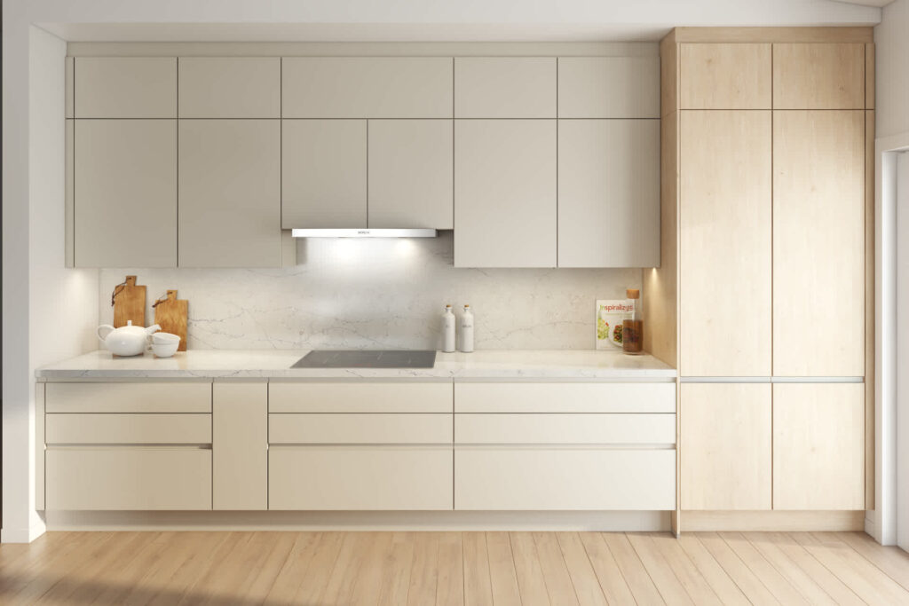 Soft ivory cream kitchen cabinets