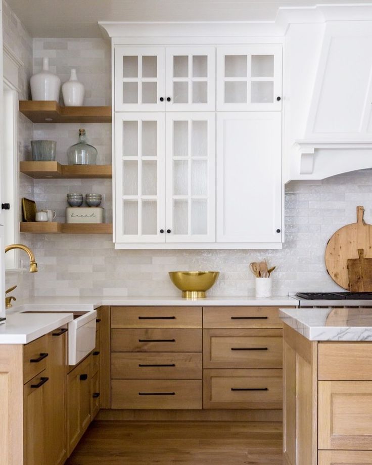 Light oak and white kitchen cabinet colors enhancing compact apartment kitchens