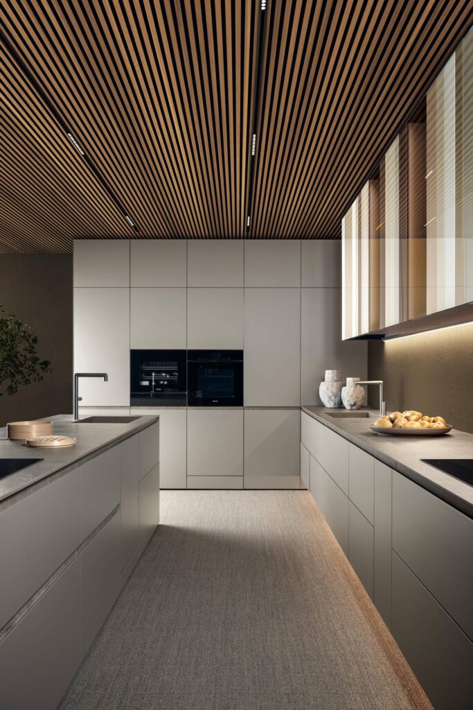 Modern Italian kitchen with seamless handleless design