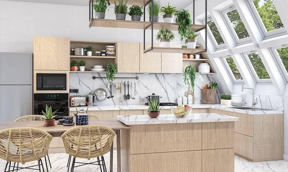Sustainable modern kitchen cabinets using eco-friendly low-VOC finishes