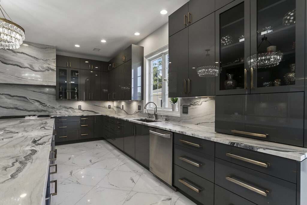 Black and gray kitchen cabinets in contemporary design