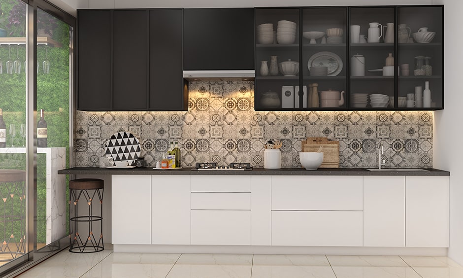Black and white kitchen cabinets with contrast design