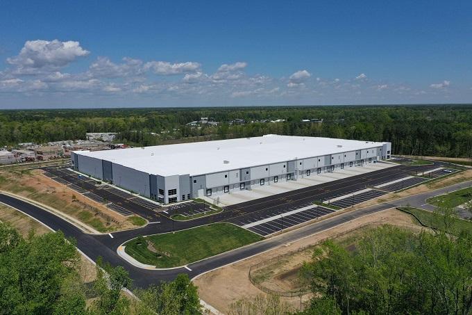 Aerial view of a high-volume kitchen cabinet manufacturing complex in the USA