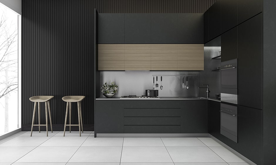 Monochrome modular kitchen cabinet colors with tonal variations for modern interiors