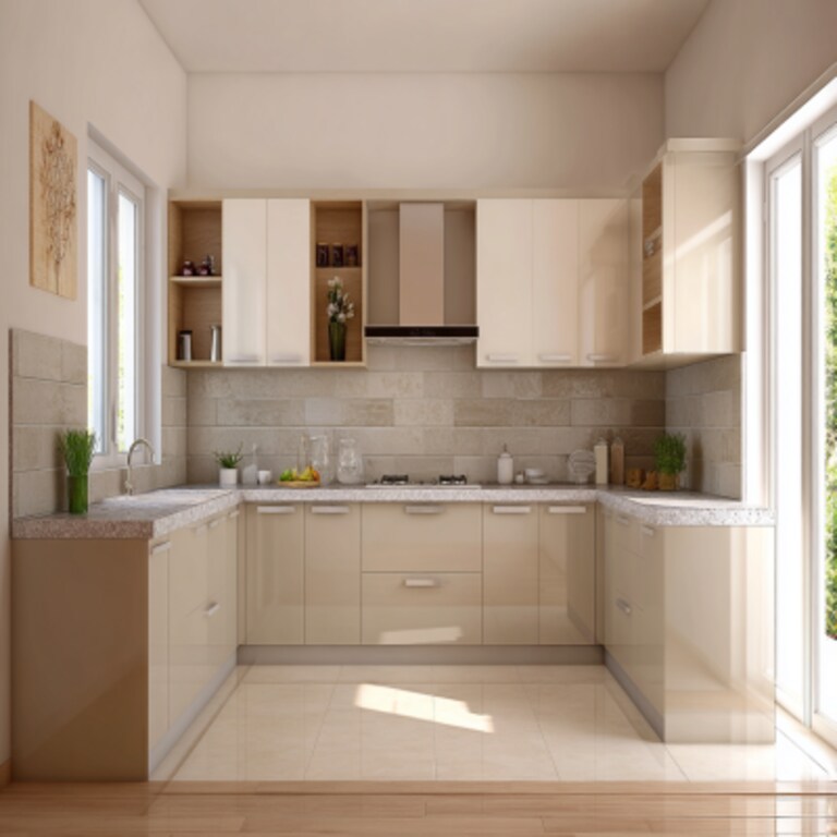 Neutral modular kitchen cabinet colors including white, beige, and light grey for modern interiors
