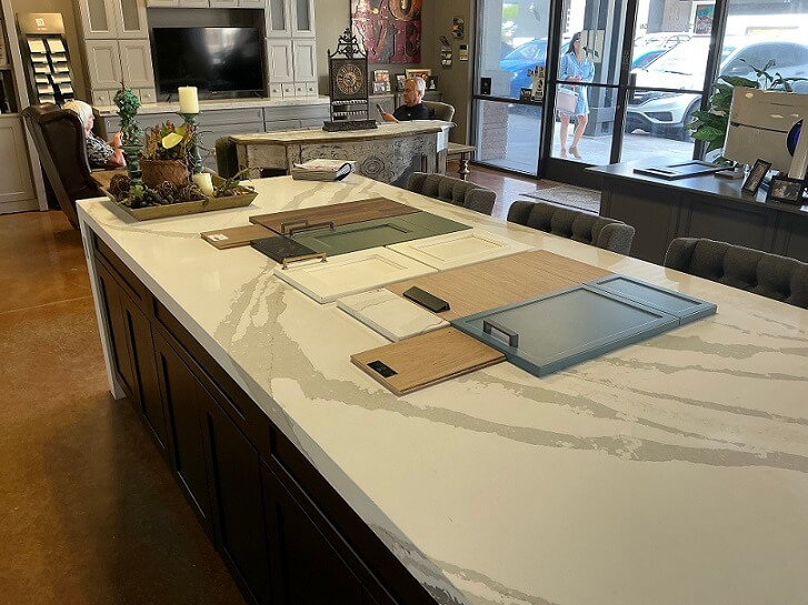 Stock and custom cabinets displayed in an Arizona showroom