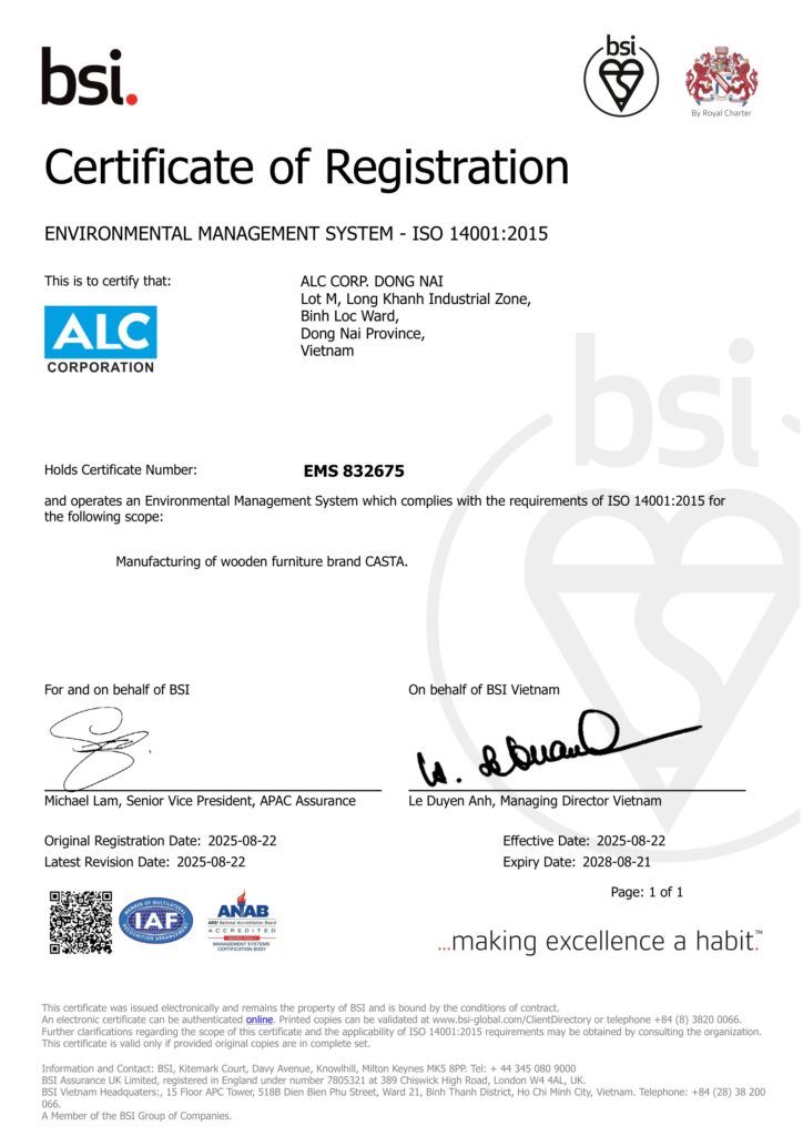Certification documentation verifying eco friendly kitchen cabinets manufacturing claims