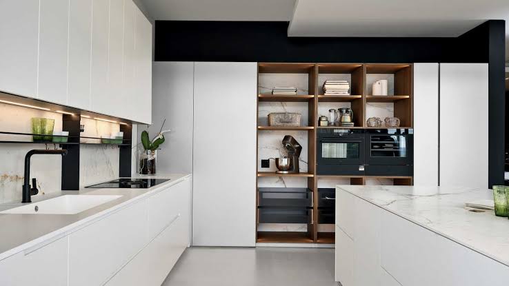 Luxury Italian-inspired stylish kitchen cabinets with minimalist detailing