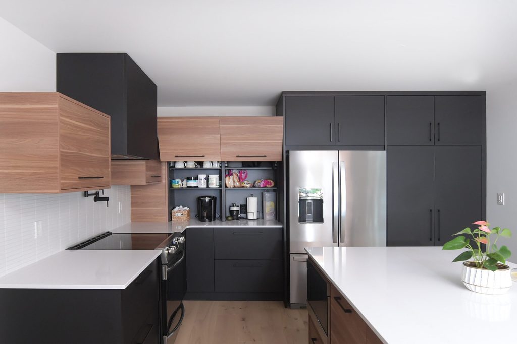 Frameless stylish kitchen cabinets in a warm neutral finish