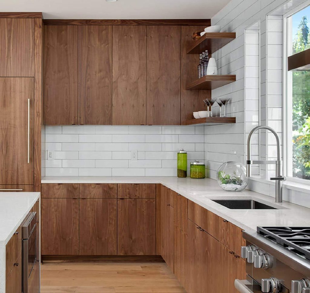 Online semi-custom stylish kitchen cabinets in natural wood