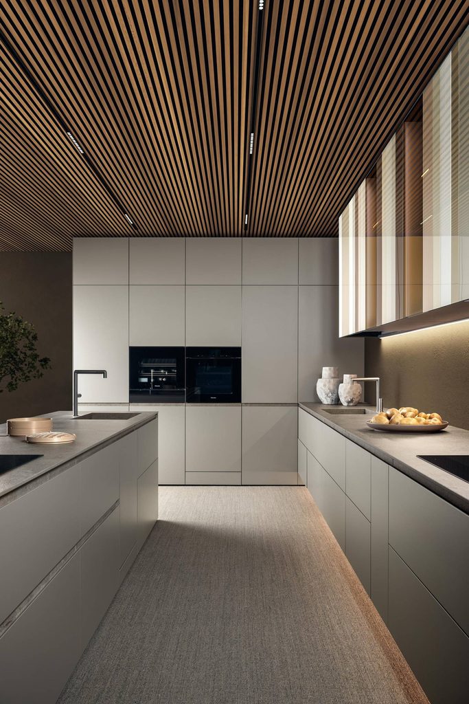 Full modular stylish kitchen cabinets system in a contemporary kitchen