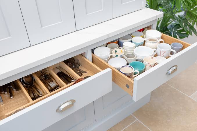 Dovetail drawer joinery, a hallmark of quality upscale kitchen cabinets construction