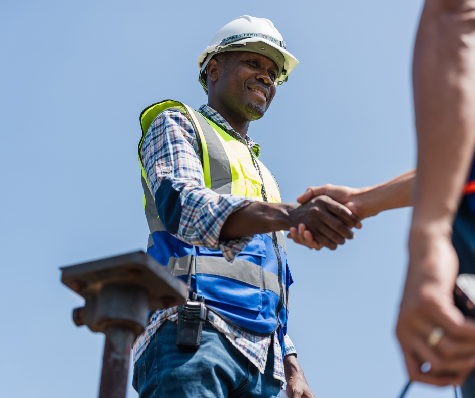 Contractor filling out a trade account application form