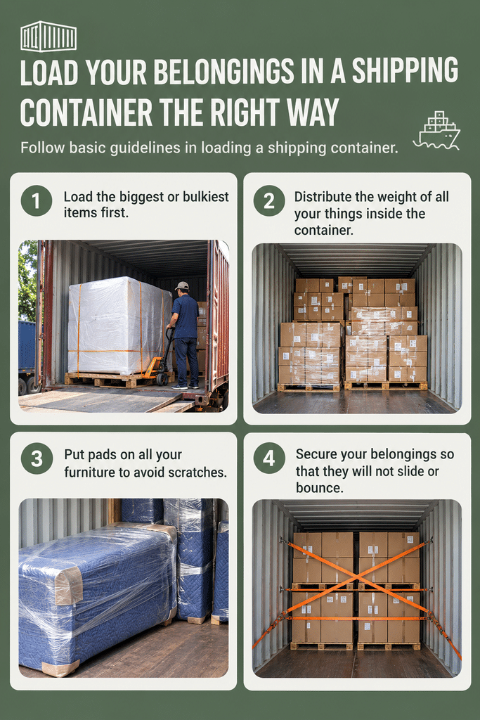 Measuring and packing cabinet boxes for container loading